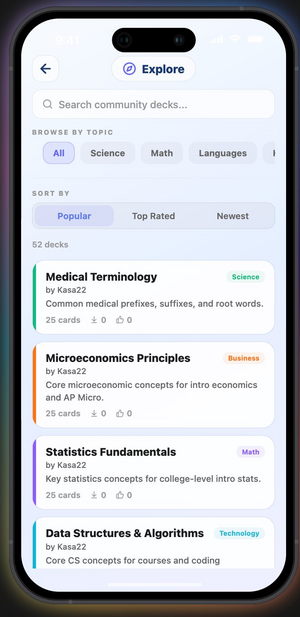FlashQuest Explore community deck marketplace